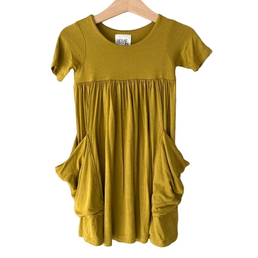 Remie Girl Pocket Day Dress - Mustard - 2